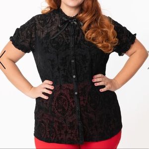 La Catrina sheer/velvet blouse by Unique Vintage
